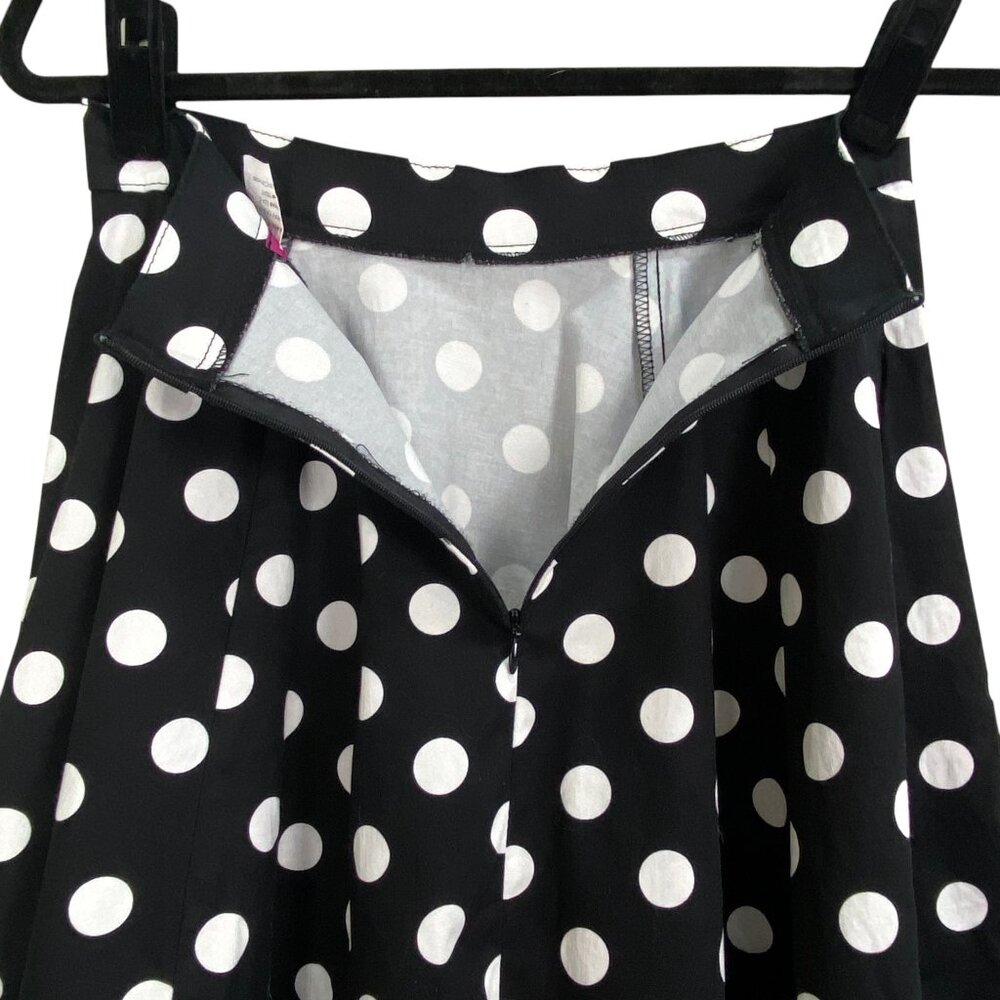 Ixia Retro Polka Dot A-Line Midi Skirt Black White Rockabilly Pin-Up USA Made-S - Picture 6 of 11